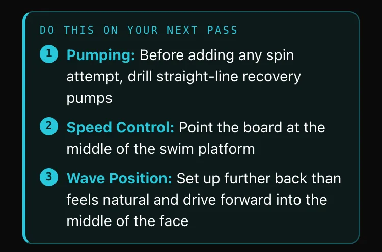 The WakeIQ punch list on a phone: do this on your next pass, then three numbered items.
